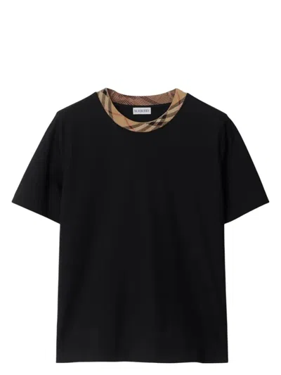 BURBERRY WOMEN'S CHECK TRIM COTTON T-SHIRT