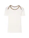 Burberry Stephanie Tartan-trimmed Stretch-cotton Jersey T-shirt In Gray