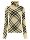 Burberry Checkered Turtleneck Knitwear Long Sleeves In Beige