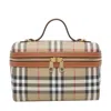 Burberry Coated Canvas Vanity Check Crossbody Bag With Check Motif In Brown