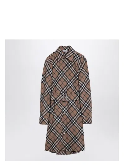 BURBERRY WOMEN'S CHECK WOOL BLEND CHEMISE DRESS