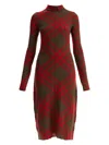 Burberry Ered Wool Blend Midi Dress In Red