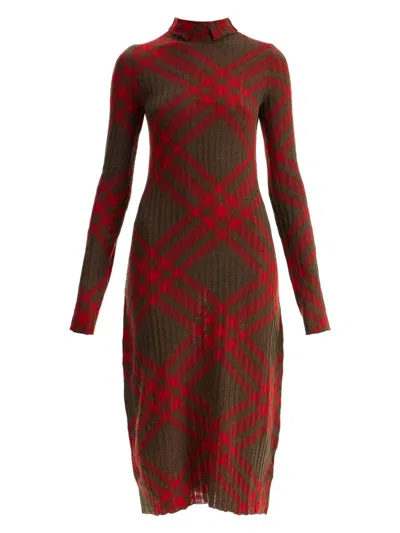 BURBERRY WOMEN'S CHECK WOOL BLEND DRESS