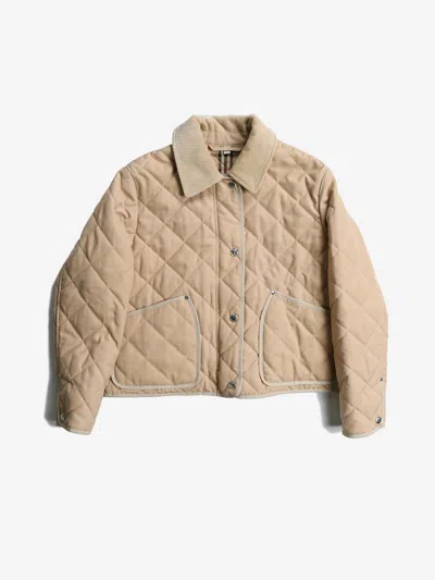 Burberry Quilted Classic-collar Jacket In Beige