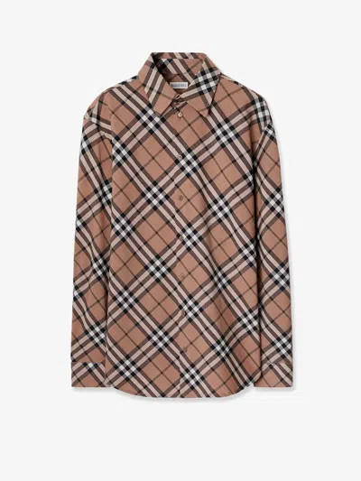 Burberry Women Check Wool Blend Shirt In Pink