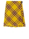 Burberry Check Fringed-edge Kilt Wrap Skirt In Yellow