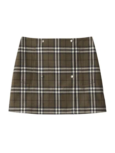 Burberry Women's Check Wool Miniskirt
