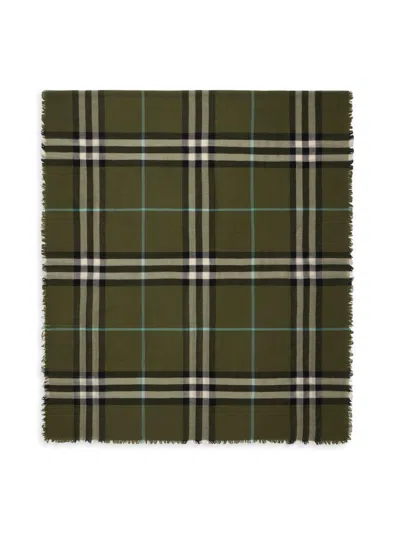 Burberry Women's Check Wool Scarf In Green