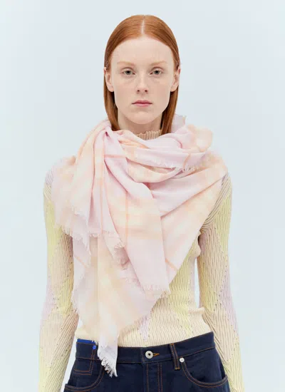 Burberry Women Check Wool Scarf In Pink