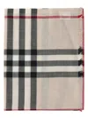 Burberry Check Wool Silk Scarf Scarves Beige In Beige