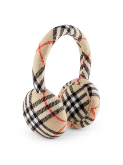 Burberry Women's Check Wool-cashmere Earmuffs In Purple