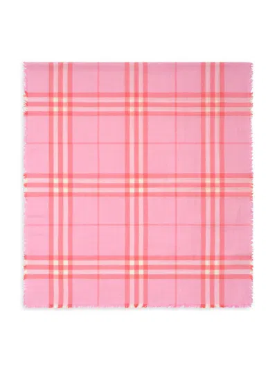 Burberry Women's Check Wool-silk Scarf In Pink