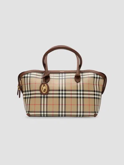 Burberry Women's Check Zipped Tote In Purple