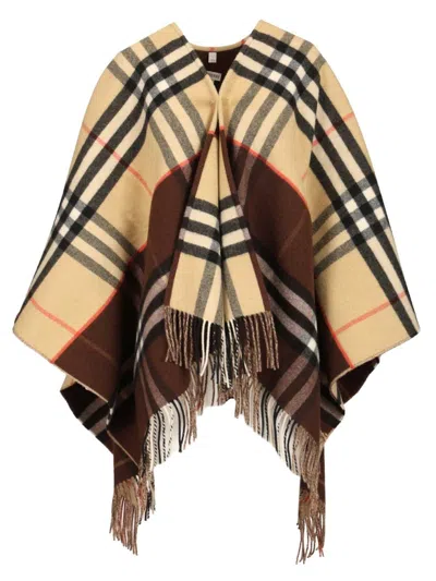 Burberry Women Checked Cape In Brown