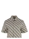 Burberry Check Short-sleeve Crop Button-down Shirt In Grey