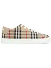 Burberry Vintage Check Lace-up Sneakers In Beige