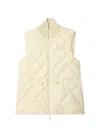 Burberry Appliquéd Leather-trimmed Padded Quilted Shell Down Vest In Neutral