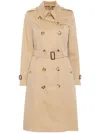Burberry Belted Double-breasted Trench Coat With Epaulettes And Storm Flap In Neutral