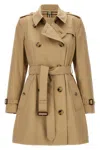 Burberry Cotton Gabardine Trench Coat In Cream