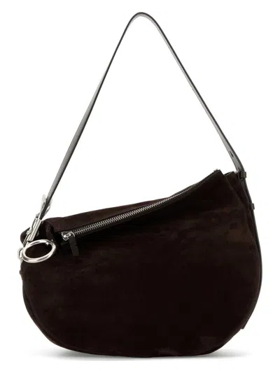 BURBERRY WOMEN'S CHOCOLATE SUEDE MEDIUM KNIGHT SHOULDER BAG