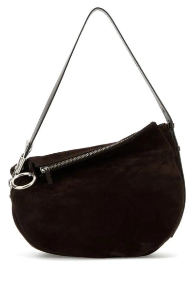 BURBERRY BURBERRY WOMEN CHOCOLATE SUEDE MEDIUM KNIGHT SHOULDER BAG