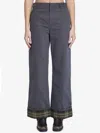 Burberry Women's Cinder Cotton And Nylon Trousers With  Check Cuffs In Gray