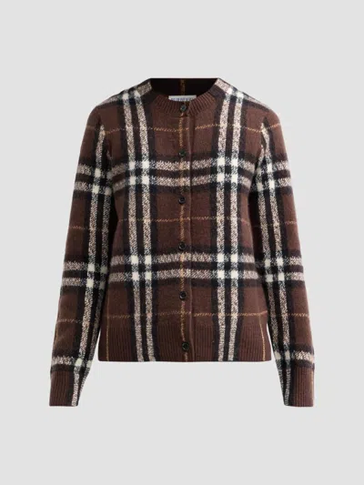 Burberry Women's Clara Cashmere-wool Check Cardigan In Brown