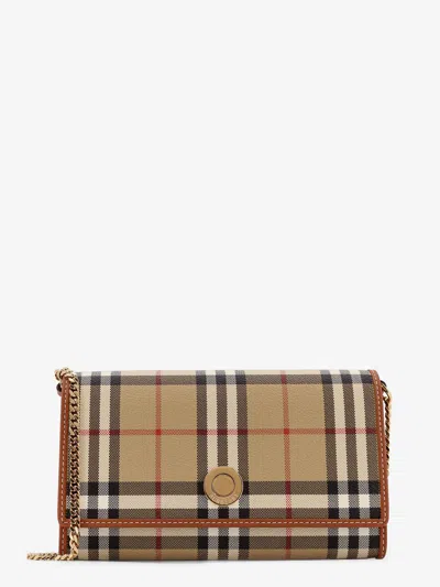 Burberry Women Coated Canvas Shoulder Bag With Check Pattern In Multi