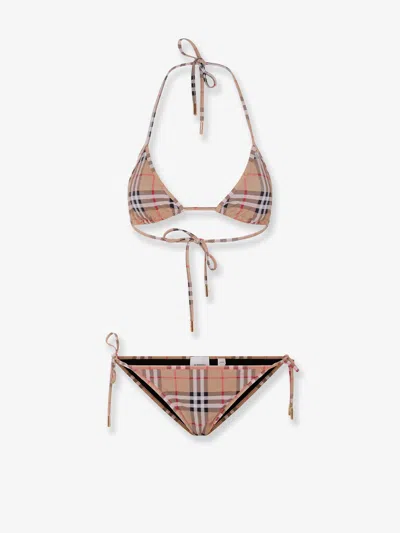 Burberry Women Cobb Bikini With Traditional Check Pattern In Orange