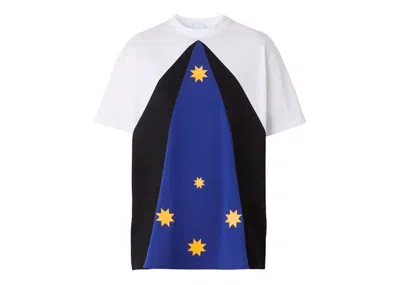 Pre-owned Burberry Women's Colour Block Star Print T-shirt In White/blue/black