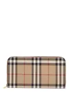 Burberry Compact Wallet With Zip In Beige Polyurethane Tartan Pattern In Beige