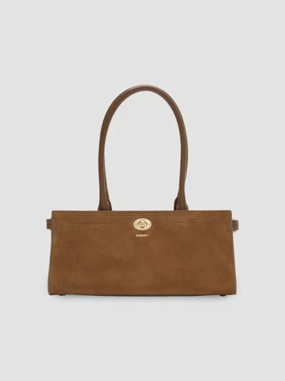 Burberry Women's Cotswolds East-west Suede Tote Bag In Hazel