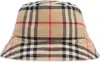 Burberry Checkered Pattern Bucket Hat With Logo Embroidery In Beige