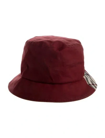 Pre-owned Burberry Women's Cotton Bucket Hat In Red