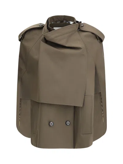 Burberry Women Cotton Cape In Green