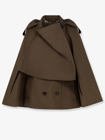 Burberry Women Cotton Cape With Traditional Check Lining