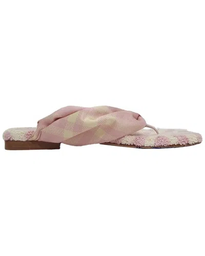 Burberry Women's Cotton Check Printed Open-toe Flat Sandal (authentic Pre-loved) In Pink