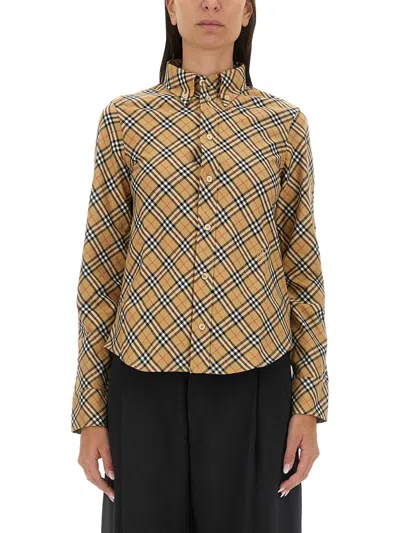 Burberry Women Cotton Check Shirt In Brown