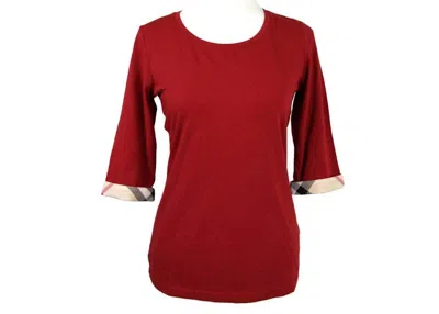 Pre-owned Burberry Women's Cotton Half Sleeve Shirt In Red/8008600