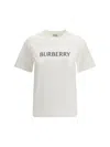 Burberry Ribbed Cotton Jersey T-shirt With Logo Print In Neutral