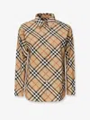 Burberry Women Beige Shirt With Classic Collar And All-over Check Motif In Cotton Woman In Multi