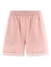 Burberry Elastic Waistband Cotton Shorts With Contrast Trim In Pink