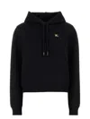 Burberry Cotton Sweatshirt With Drawstring Hood And Front Pocket In Black