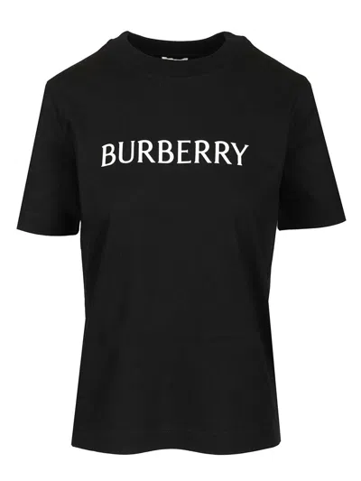 Burberry Women Cotton T-shirt With Logo In Black