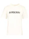 Burberry Ribbed Cotton Jersey T-shirt With Logo Print In Neutral