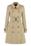 Burberry Belted Double-breasted Trench Coat With Epaulettes And Storm Flap In Beige