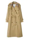 Burberry Check Collar Long Castleford Trench Coat In Multi