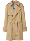 Burberry Check Collar Long Castleford Trench Coat In Multi