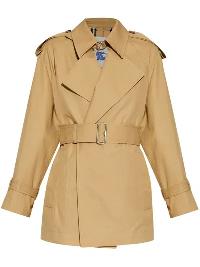 Burberry Women Cotton Trench Coat In Beige