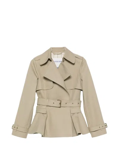 Burberry Women's Cotton Trench-style Coat With Viscose Sleeve Lining In Beige